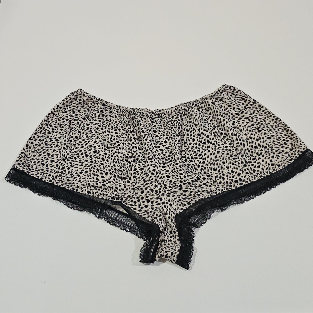 Victoria's Secret Animal Print Sleep Shorts with Black Lace Medium